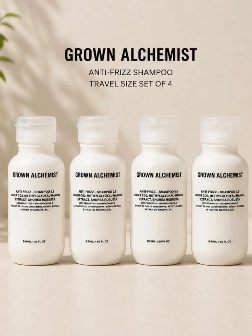 Grown Alchemist Anti-Frizz Shampoo Travel Size 1.69 oz (50mL) Set of 4